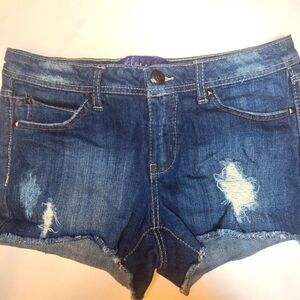 jean shorts, distressed  with frayed hem, juniors size 11